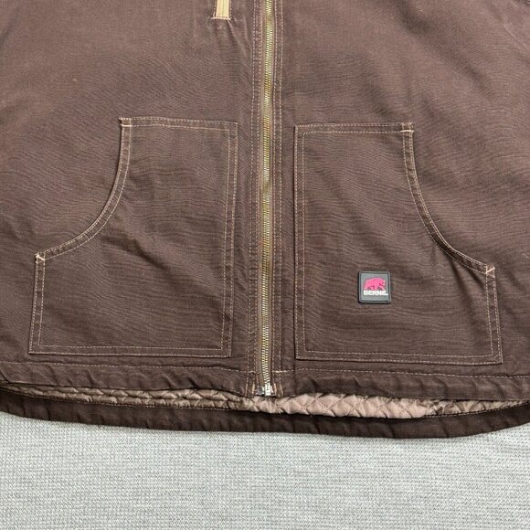 Berne Coat Womens Brown Quilted Lining Jacket Inner Pockets Hooded Full Zip 2XL - Picture 6 of 16